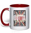 Mug with a colored handle Straight outta London red фото