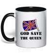 Mug with a colored handle God save the queen black фото