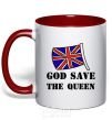 Mug with a colored handle God save the queen red фото