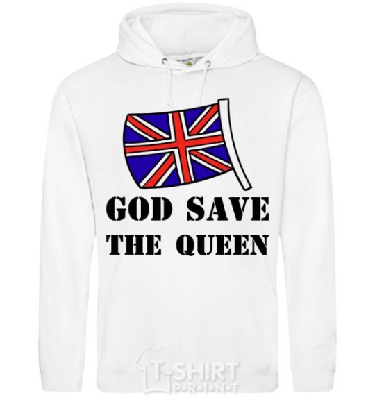 Мужская толстовка (худи) God save the queen Белый фото