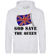 Мужская толстовка (худи) God save the queen Серый меланж фото