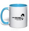 Mug with a colored handle A day without laughter ia day wasted sky-blue фото