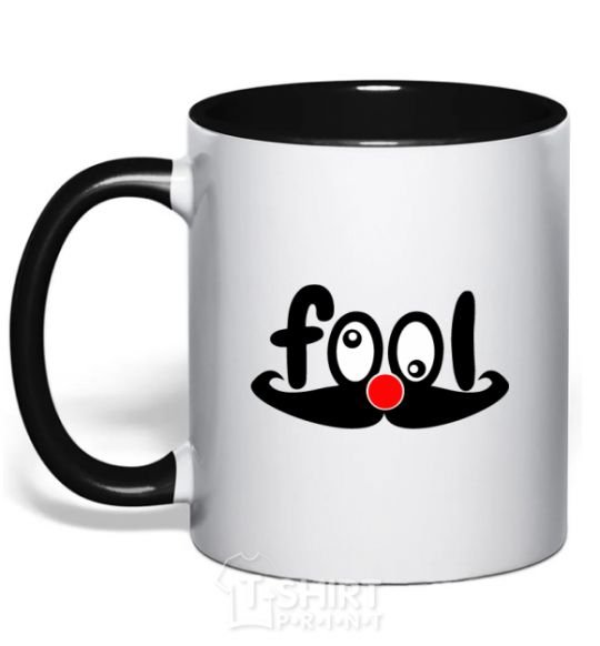 Mug with a colored handle Fool black фото