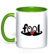 Mug with a colored handle Fool kelly-green фото