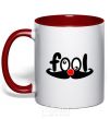 Mug with a colored handle Fool red фото