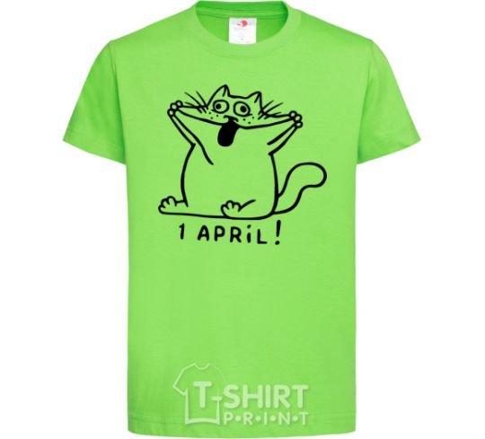 Детская футболка Первое апреля кот Лаймовый фото