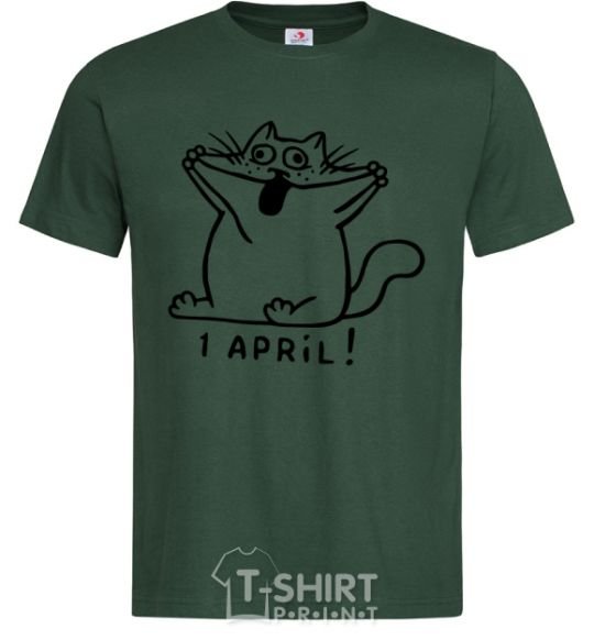 Men's T-Shirt April Fool's Day cat bottle-green фото