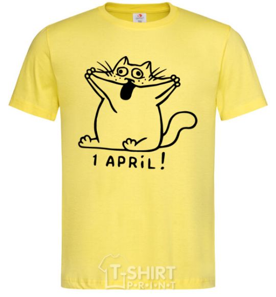 Men's T-Shirt April Fool's Day cat cornsilk фото