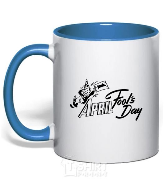 Mug with a colored handle Первое апреля royal-blue фото