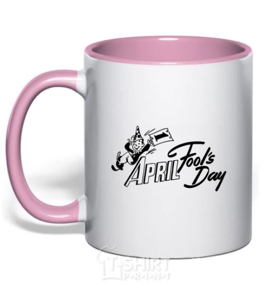 Mug with a colored handle Первое апреля light-pink фото
