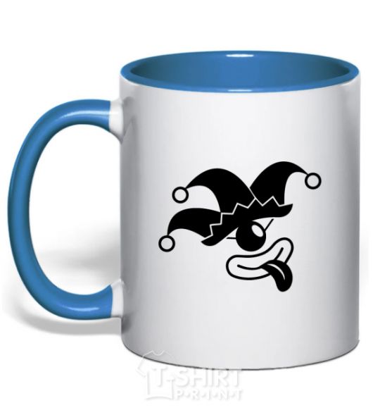 Mug with a colored handle Cyclops the jester royal-blue фото