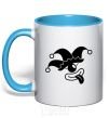 Mug with a colored handle Cyclops the jester sky-blue фото