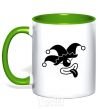 Mug with a colored handle Cyclops the jester kelly-green фото