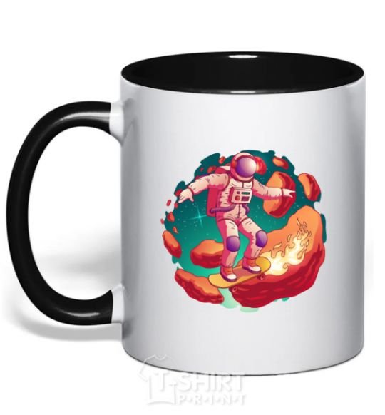 Mug with a colored handle Astronaut skater black фото