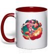 Mug with a colored handle Astronaut skater red фото
