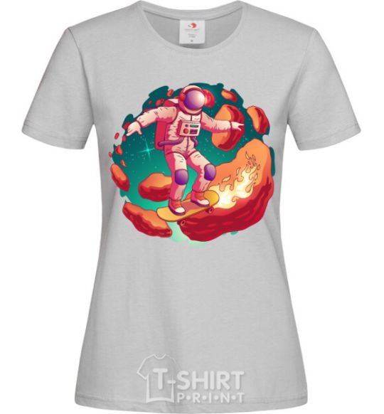 Women's T-shirt Astronaut skater grey фото
