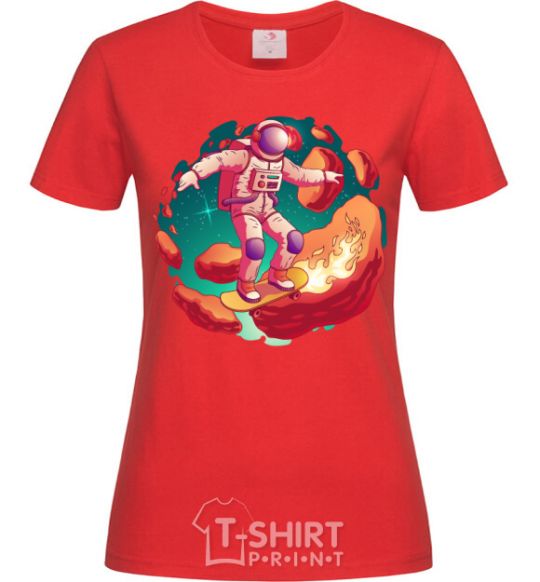 Women's T-shirt Astronaut skater red фото