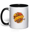 Mug with a colored handle HA-HA-HA black фото