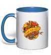 Mug with a colored handle HA-HA-HA royal-blue фото
