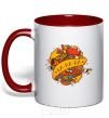 Mug with a colored handle HA-HA-HA red фото