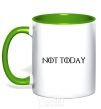 Mug with a colored handle Not today game of thrones kelly-green фото