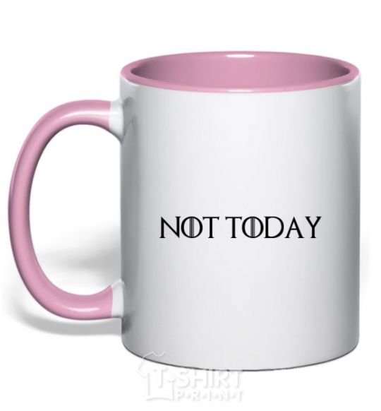 Mug with a colored handle Not today game of thrones light-pink фото