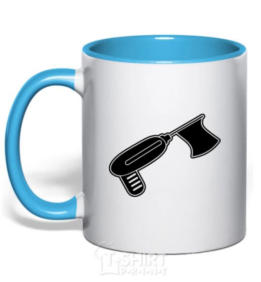 Mug with a colored handle Flag drill sky-blue фото