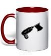 Mug with a colored handle Flag drill red фото