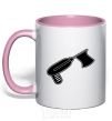 Mug with a colored handle Flag drill light-pink фото