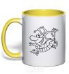 Mug with a colored handle Jester yellow фото