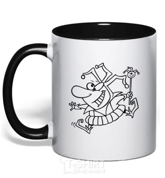 Mug with a colored handle Jester black фото