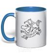 Mug with a colored handle Jester royal-blue фото