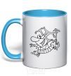 Mug with a colored handle Jester sky-blue фото