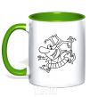 Mug with a colored handle Jester kelly-green фото