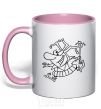 Mug with a colored handle Jester light-pink фото