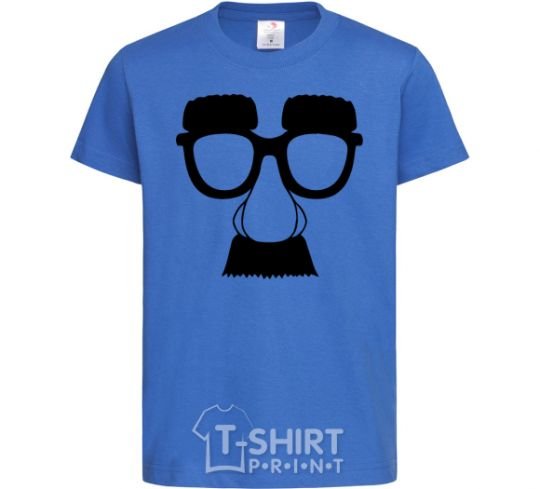 Kids T-shirt Mustache glasses royal-blue фото