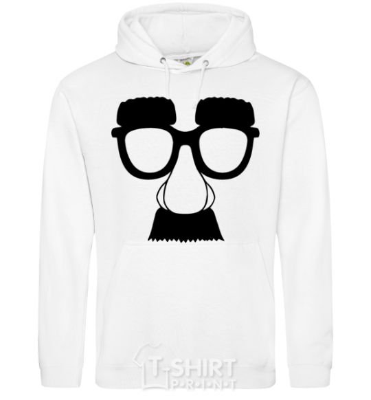 Men`s hoodie Mustache glasses White фото