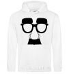 Men`s hoodie Mustache glasses White фото