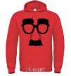 Men`s hoodie Mustache glasses bright-red фото