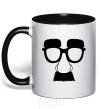 Mug with a colored handle Mustache glasses black фото