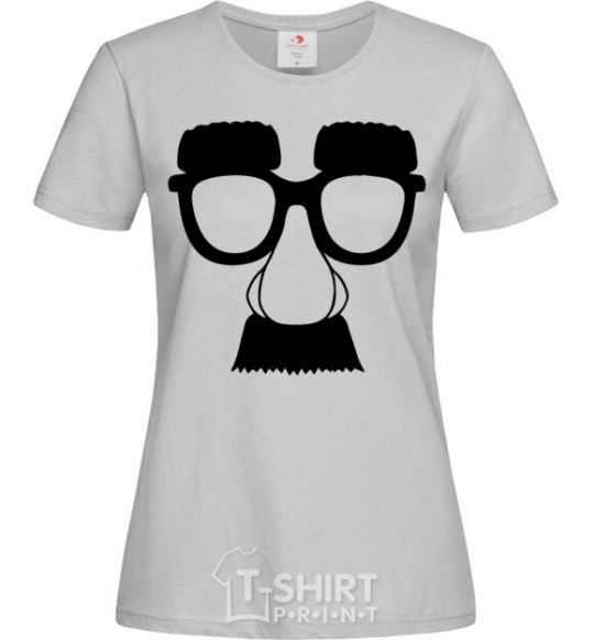 Women's T-shirt Mustache glasses grey фото