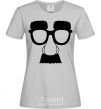 Women's T-shirt Mustache glasses grey фото