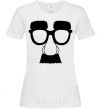 Women's T-shirt Mustache glasses White фото