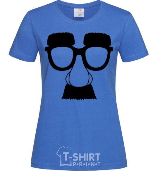 Women's T-shirt Mustache glasses royal-blue фото