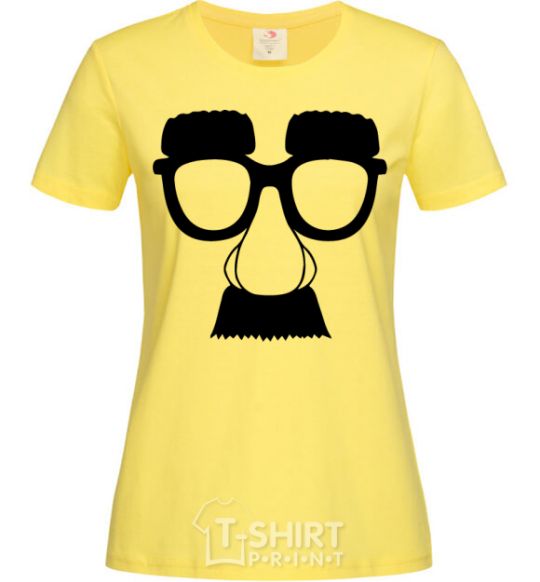 Women's T-shirt Mustache glasses cornsilk фото