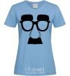 Women's T-shirt Mustache glasses sky-blue фото
