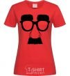 Women's T-shirt Mustache glasses red фото