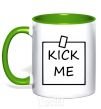 Mug with a colored handle Kick me note kelly-green фото