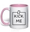 Mug with a colored handle Kick me note light-pink фото