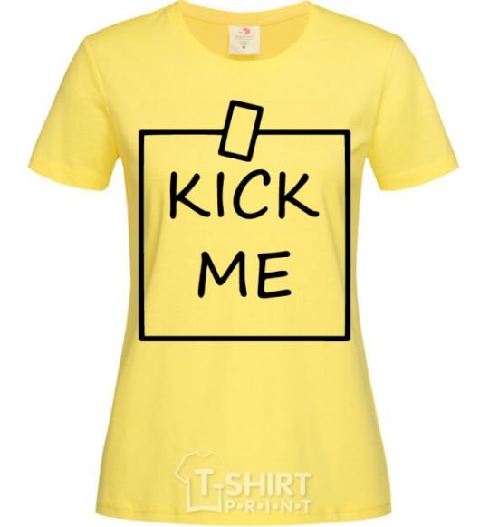 Женская футболка Kick me note Лимонный фото